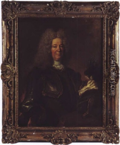 Portrait D'un Gentilhomme En Armure Oil Painting - Nicolas de Largilliere
