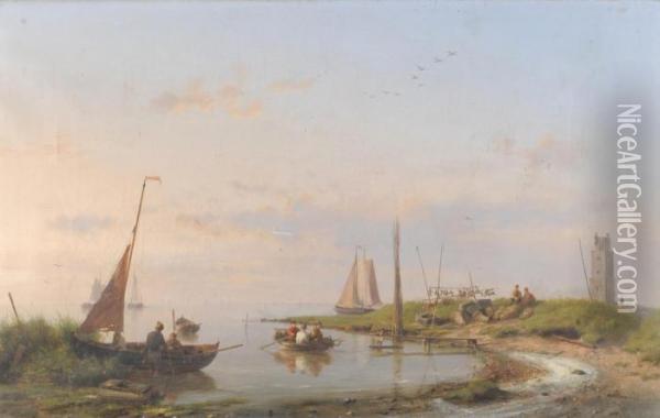 A Fine Day On The Zuyder Zee Oil Painting - Hermanus Koekkoek