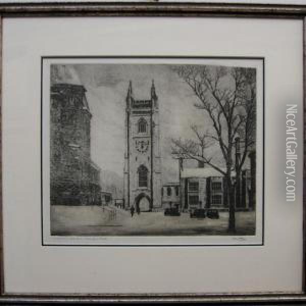 Soldiers Tower, Hart House, University Of Toronto Oil Painting - Owen B. Staples