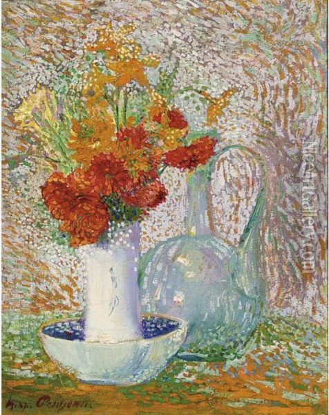 Nature Morte Au Vase De Fleurs Oil Painting - Hippolyte Petitjean