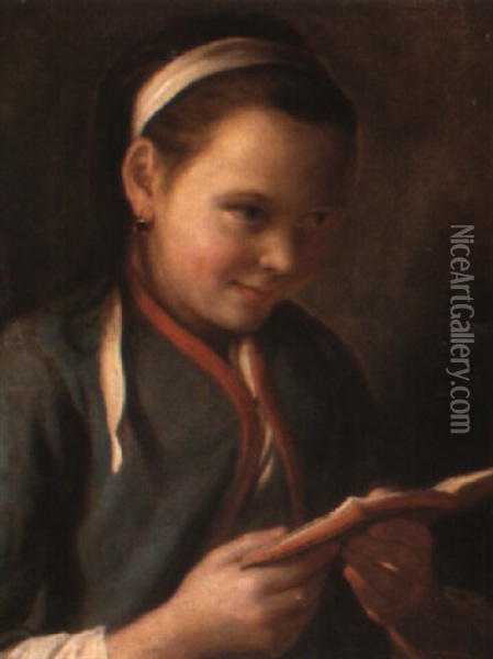 A Girl Reading Oil Painting - Pietro Antonio Rotari