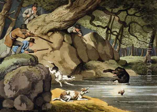North America Bear Hunt Oil Painting - Samuel Howitt