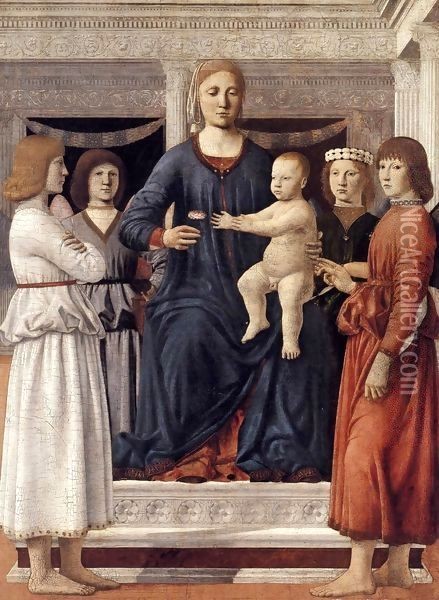 Madonna and Child Attended by Angels Oil Painting - Piero della Francesca