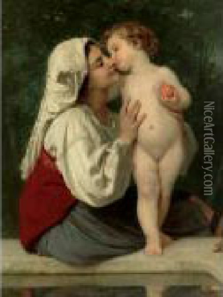 Le Baiser Oil Painting - William-Adolphe Bouguereau