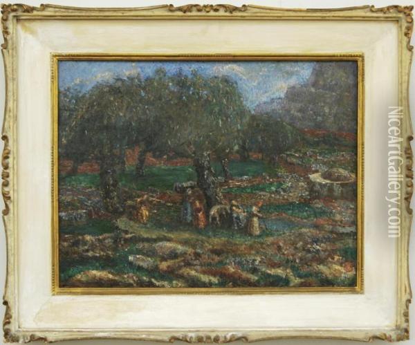 Ulivi Di Sicilia Oil Painting - Angiolo D'Andrea