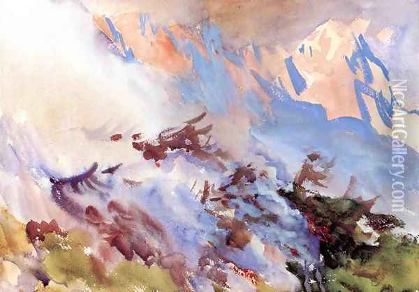 Mountain Fire Oil Painting - John Singer Sargent