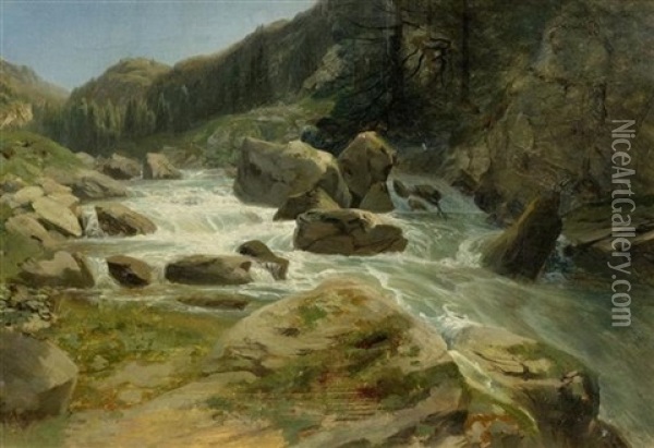 Bergbach Oil Painting - Alexandre Calame