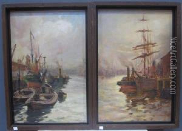 Dock Scenes Oil Painting - John William Gilroy