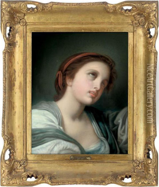 Head Of A Young Woman Oil Painting - Jean Baptiste Greuze
