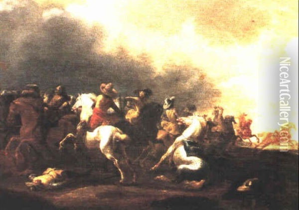 Choc De Cavalerie Oil Painting - Benjamin Gerritsz Cuyp
