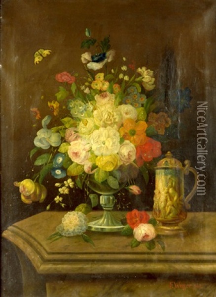 Still-life With Flowers And A Goblet Oil Painting - Eduard Wuger