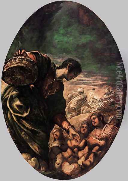 Elisha Multiplies the Bread Oil Painting - Jacopo Tintoretto (Robusti)
