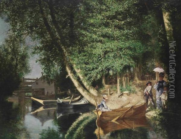 A Sunny Afternoon On The Riverside Oil Painting - Louis Ernest Barrias