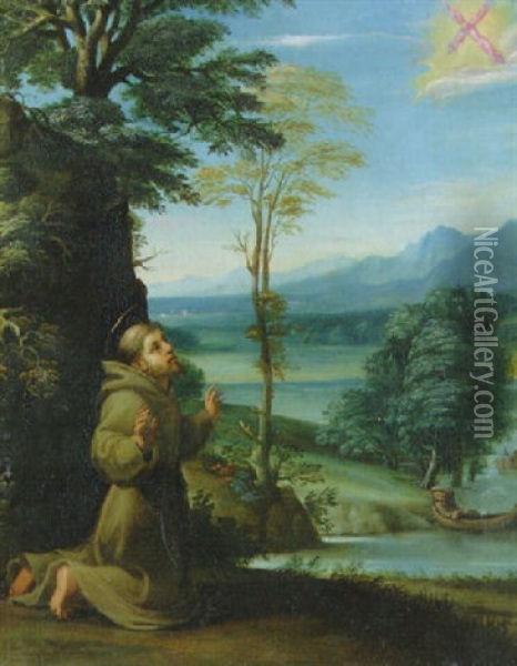 Saint Francis Receiving The Stigmata Oil Painting - Giovanni Battista Viola