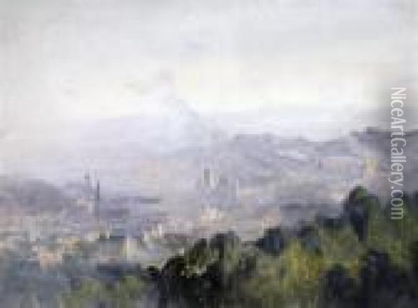 Overlooking Edinburgh Oil Painting - Telemaco Signorini