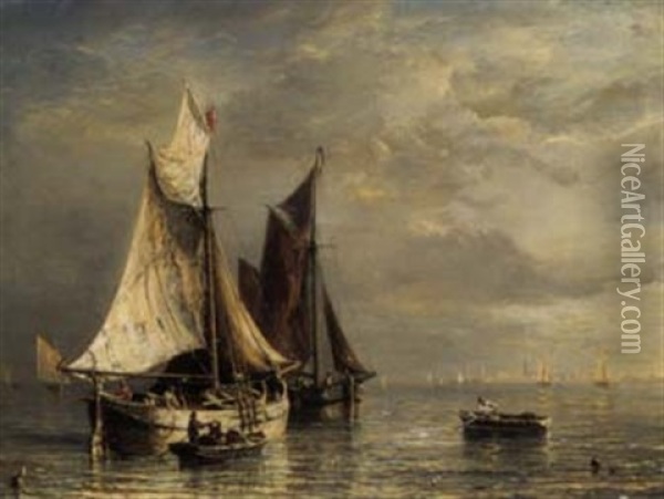 Segelboote Im Hafen Oil Painting - Friedrich Ernst Morgenstern