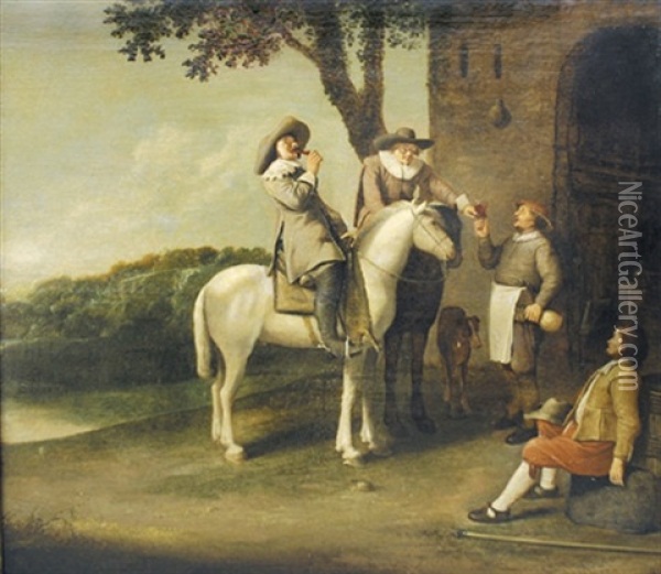 Rastende Reiter Bei Einem Glas Wein Oil Painting - Jacob Gerritsz Cuyp