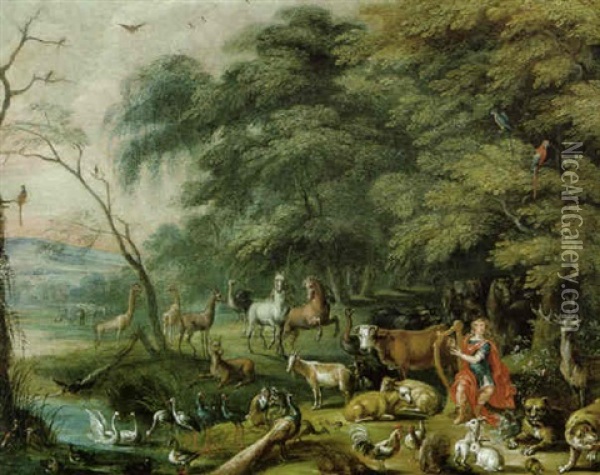 Orpheus Unter Den Tieren Oil Painting - Jacob Bouttats