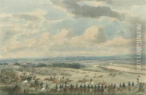 The Derby Stakes, Tattenham Hill Oil Painting - C. John Mayle Whichelo