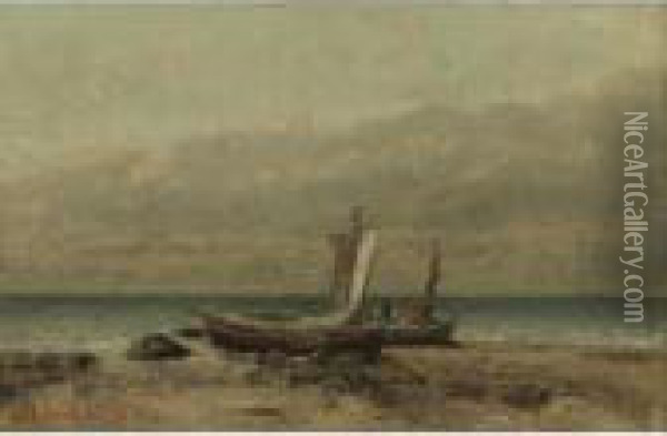 Marine Avec Deux Bateaux Oil Painting - Gustave Courbet