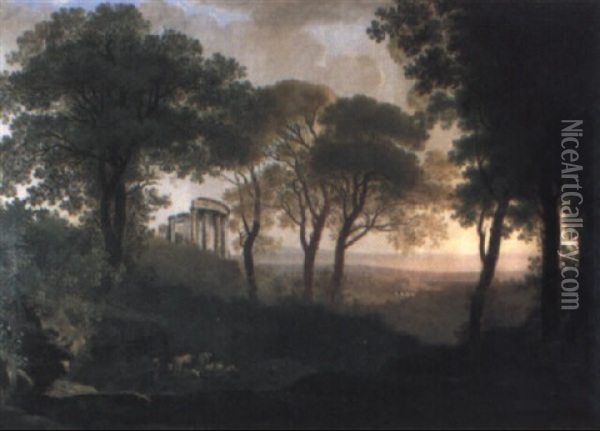 Landschaft Bei Tivoli Mit Dem Sybillentempel Oil Painting - Johann Christian Klengel