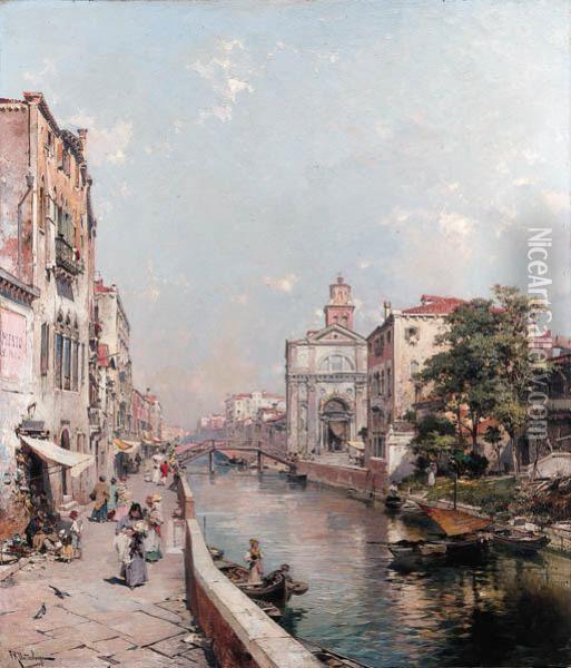 Rio St. Geronimo, Venezia Oil Painting - Franz Richard Unterberger