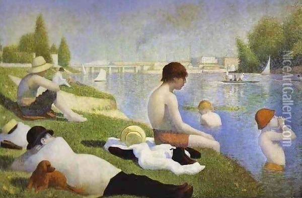 Final Study for 'Bathing at Asnieres Oil Painting - Georges Seurat