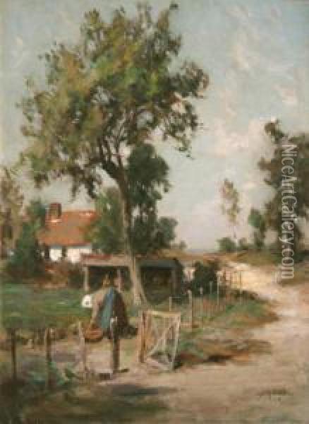 A Cottage Garden Oil Painting - James Riddel