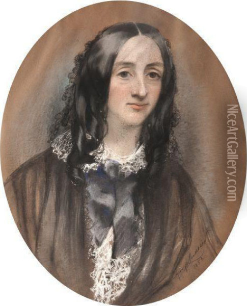 Portrait Of Arabella Montagu Wyatt Oil Painting - George Landseer