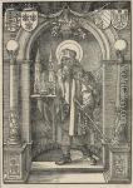 Saint Sebald In A Niche Oil Painting - Albrecht Durer
