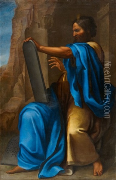 Moses With The Tablets Of Law Oil Painting - Jacopo Bertoia