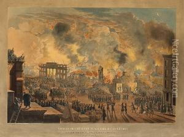 View Of The Great Fire In New York, Dec. 16th & 17th, 1835 Oil Painting - William James Bennett