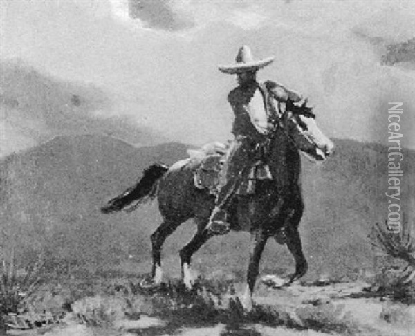 A Vaquero On Horseback Oil Painting - Frank Tenney Johnson