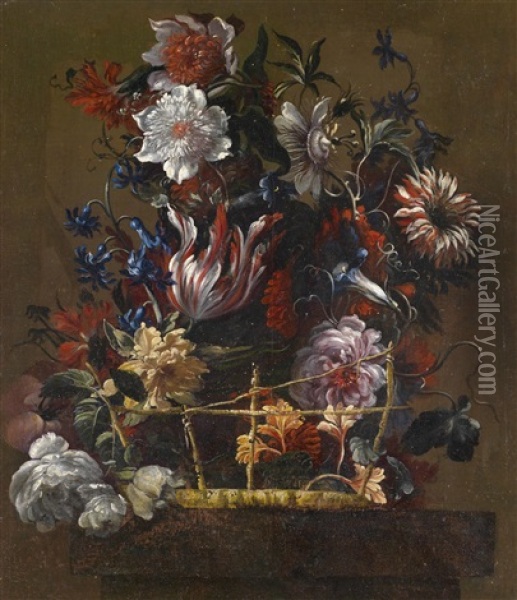 Blumenstillleben (pair) Oil Painting - Juan De Arellano