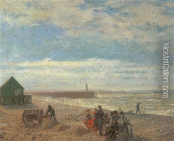 Gaste Am Normannischen Strand Oil Painting - Edouard Riou