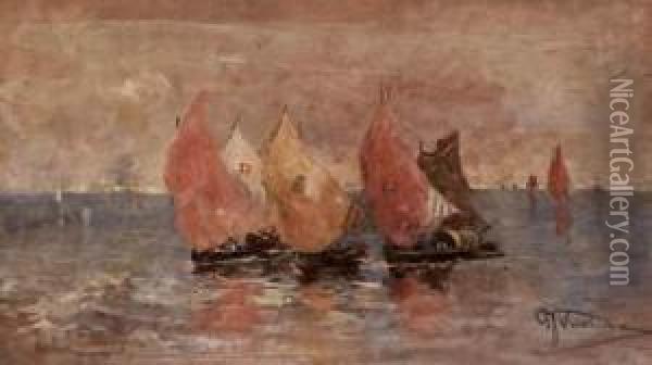Marina Oil Painting - Giovanni Battista Todeschini