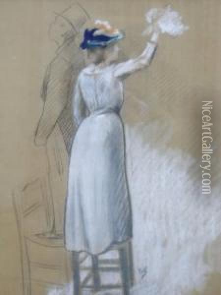 Etude Pour Le 14 Juillet Pastel Oil Painting - Alfred Roll