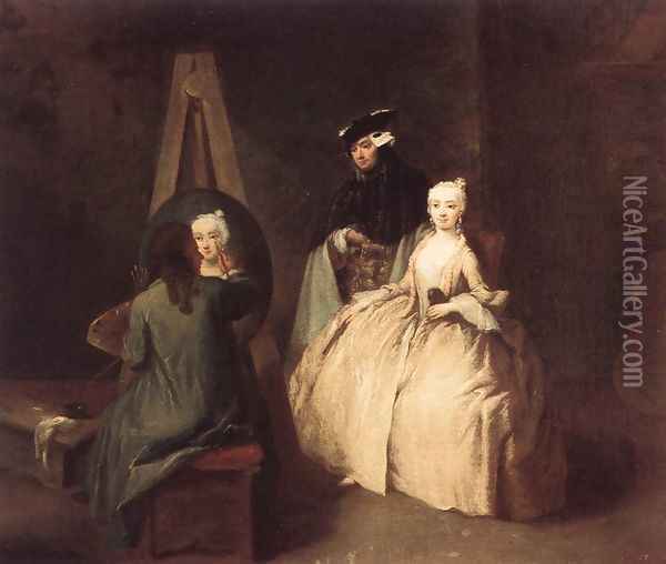 Painter in his Studio 1740-45 Oil Painting - Pietro Falca (see Longhi)