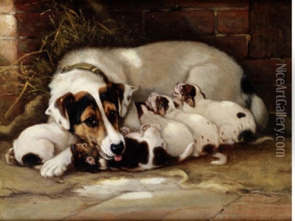 Mother's Brood Oil Painting - Valentine Thomas Garland