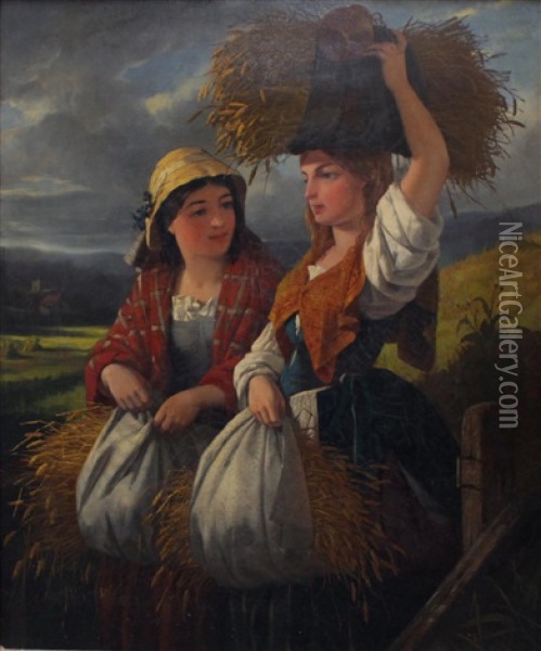 Peasant Women Oil Painting - Robert Kemm