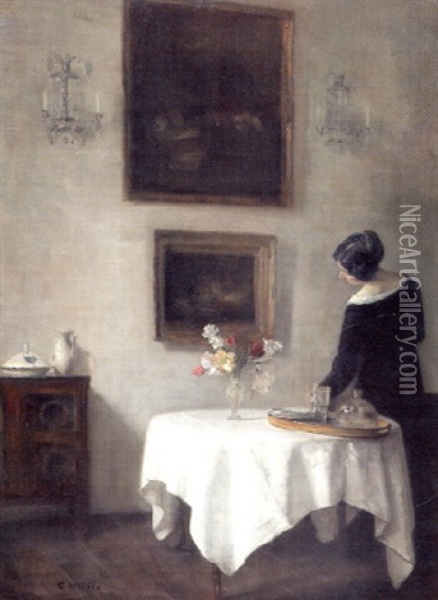 En Attendant L'ami Oil Painting - Carl Vilhelm Holsoe