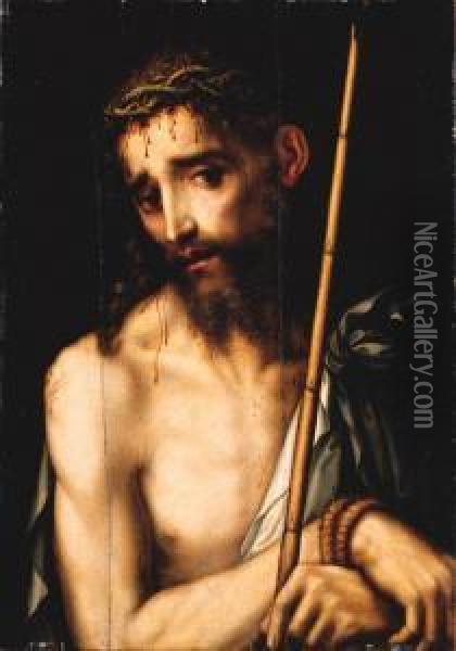 Christ The Man Of Sorrows Oil Painting - Luis de Morales