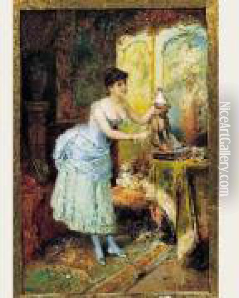 Jeune Femme Et Son Singe Oil Painting - Joseph Bernard