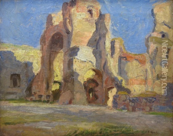 Ruine Aux Thermes De Caracalla, Rome Oil Painting - Richard Heintz