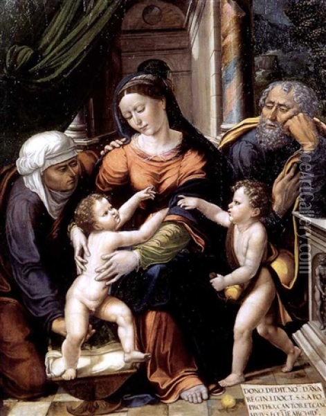 La Sainte Famille Avec Sainte Anne Et Le Petit Saint Jean Baptiste Oil Painting - Cornelius Buys the Younger