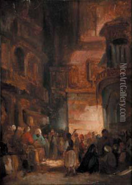 Scene De Rue En Orient. Oil Painting - Alexandre Gabriel Decamps