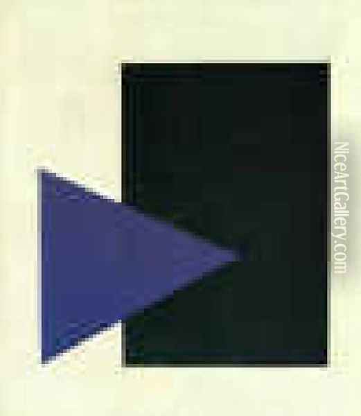 Suprematism (with Blue Triangle And Black Rectangle) Oil Painting - Kazimir Severinovich Malevich