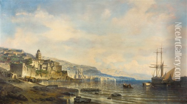 Blick Auf Genua Und Die Riviera Di Levante Oil Painting - Julius Koehnholz