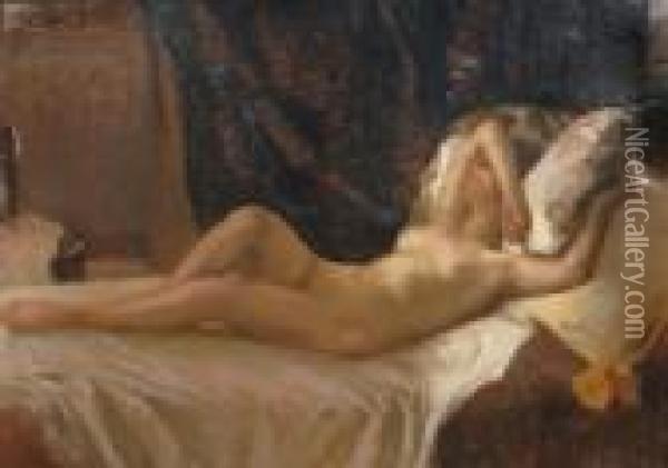 Nude Lying Oil Painting - Ipolit Strambu