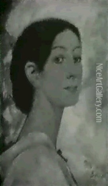 Brustportrait Einer Jungen Frau In Dreiviertelansicht Oil Painting - Fritz Erler